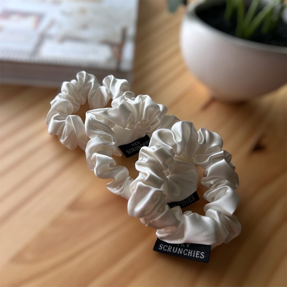 Silk Scrunchie, 22mm Mulberry Silk, Perfect for Bridal, Anniversary, Gift,3Pack